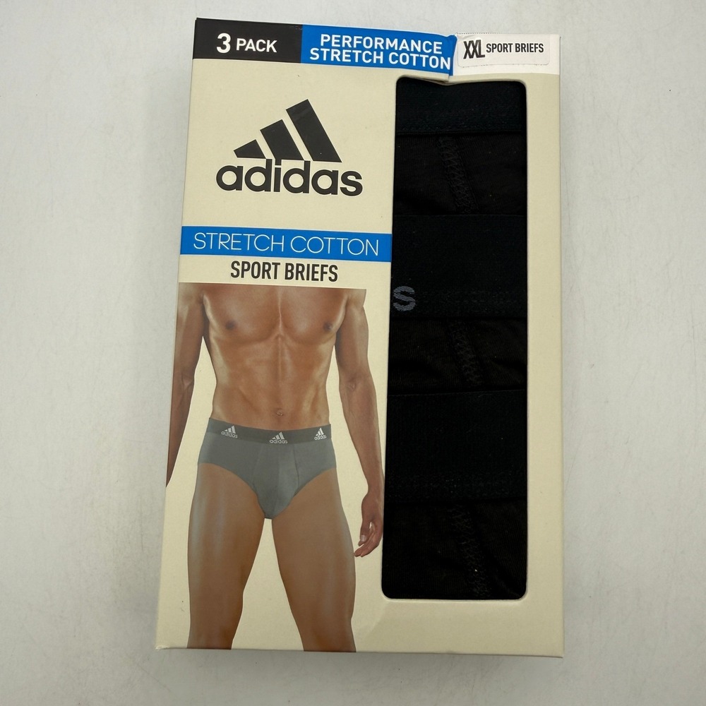 Adidas Performance Stretch Cotton Sport Briefs Mens XXL Black Onix Grey IR0837